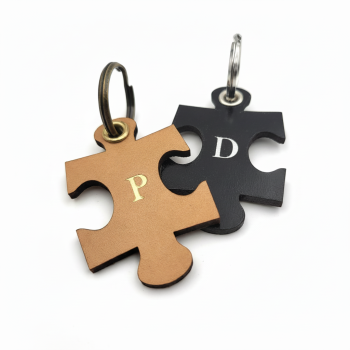 Puzzle Schlüsselanhänger Set aus Leder personalisierbar
