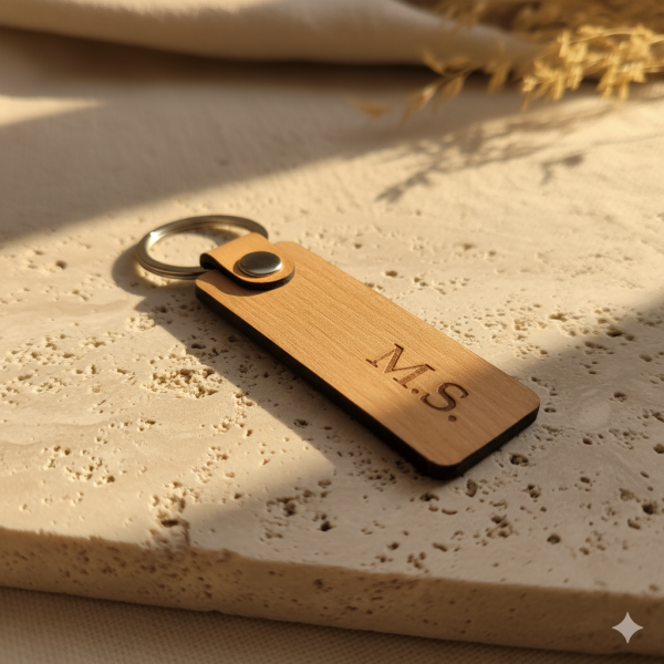Generated Image November 14, 2025 - 11_53AM Schlüsselanhänger aus Erlenholz – personalisiert (Rechteck)